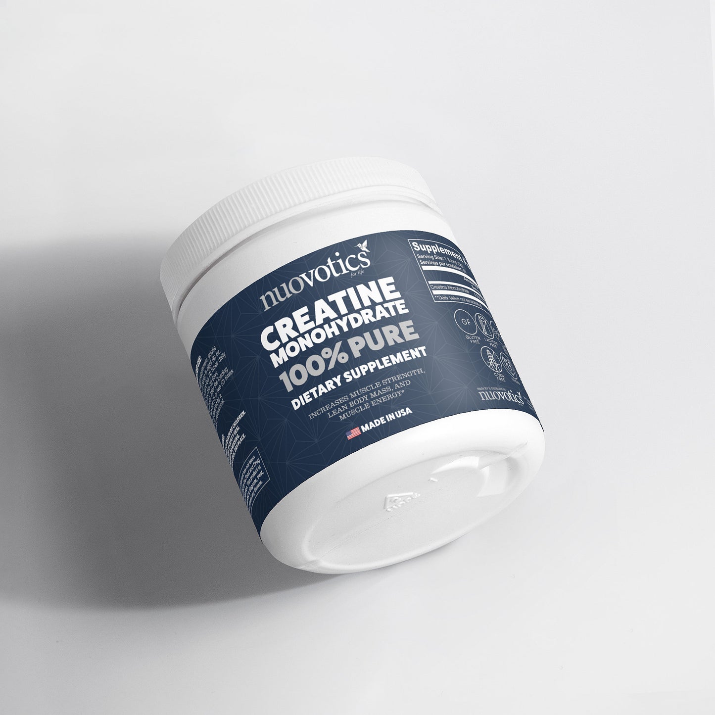 Nuovotics Creatine Monohydrate – USA-Made - Vegan, Non-GMO, 250g
