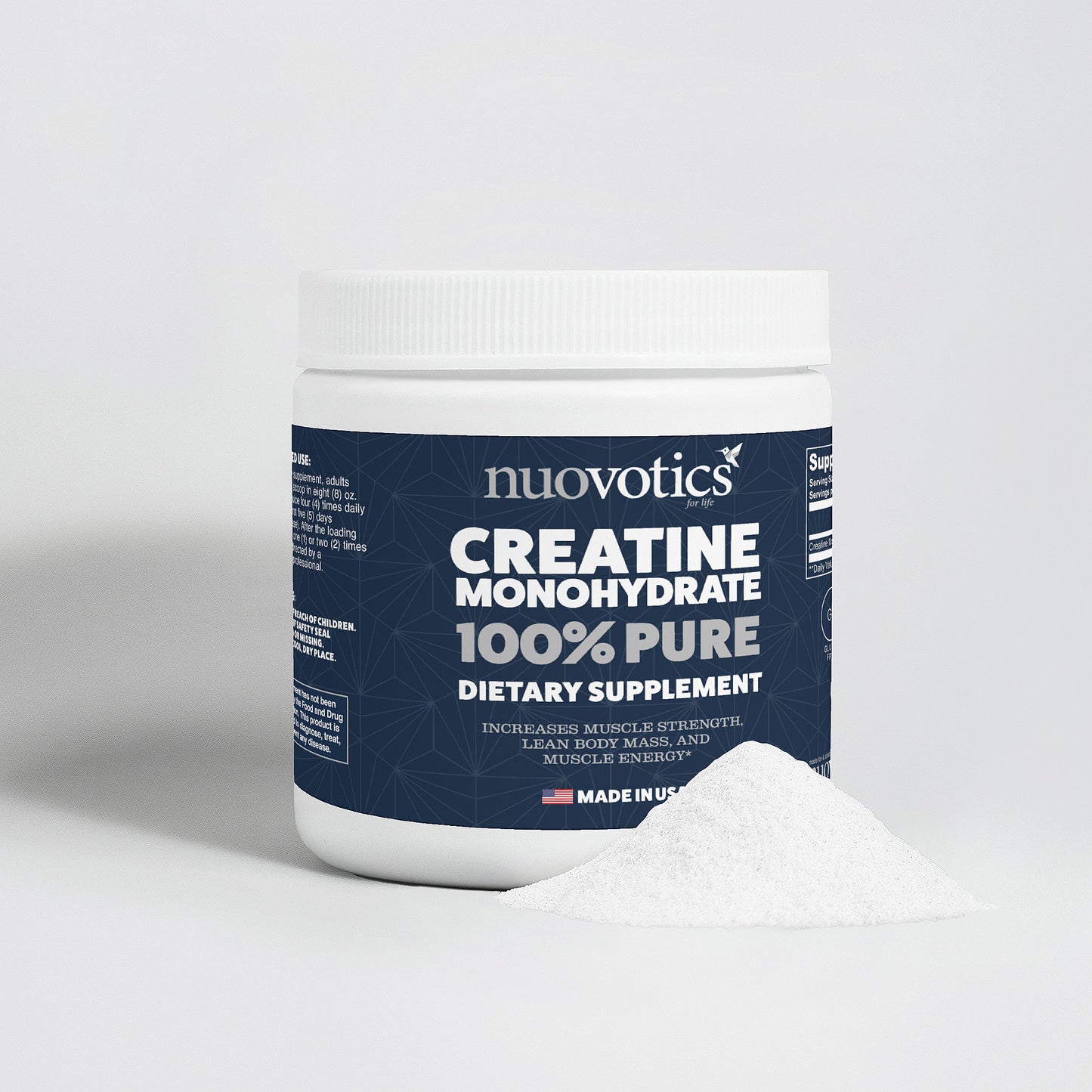 Nuovotics Creatine Monohydrate – USA-Made - Vegan, Non-GMO, 250g