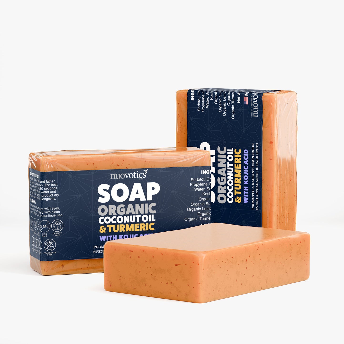 Organic Soap - Coconut Oil & Turmeric with Kojic Acid for Bright & Glowing Skin