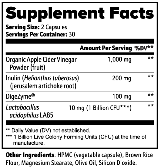 Nuovotics Gut Health Capsules - Apple Cider Vinegar + Inulin + DigeZyme®