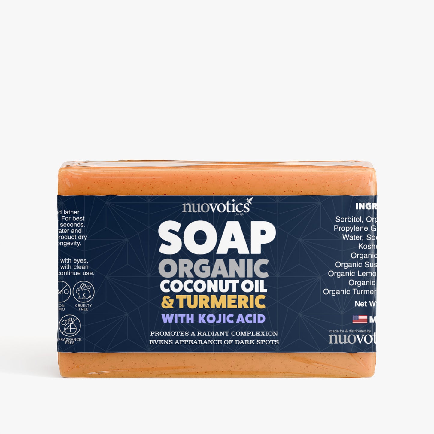 Organic Soap - Coconut Oil & Turmeric with Kojic Acid for Bright & Glowing Skin