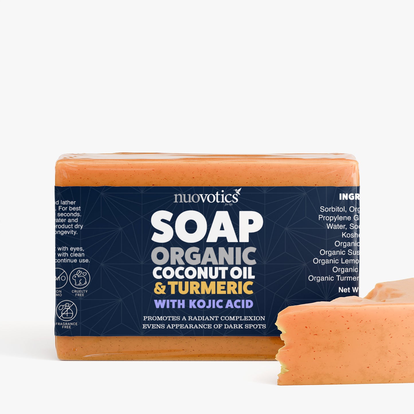 Organic Soap - Coconut Oil & Turmeric with Kojic Acid for Bright & Glowing Skin