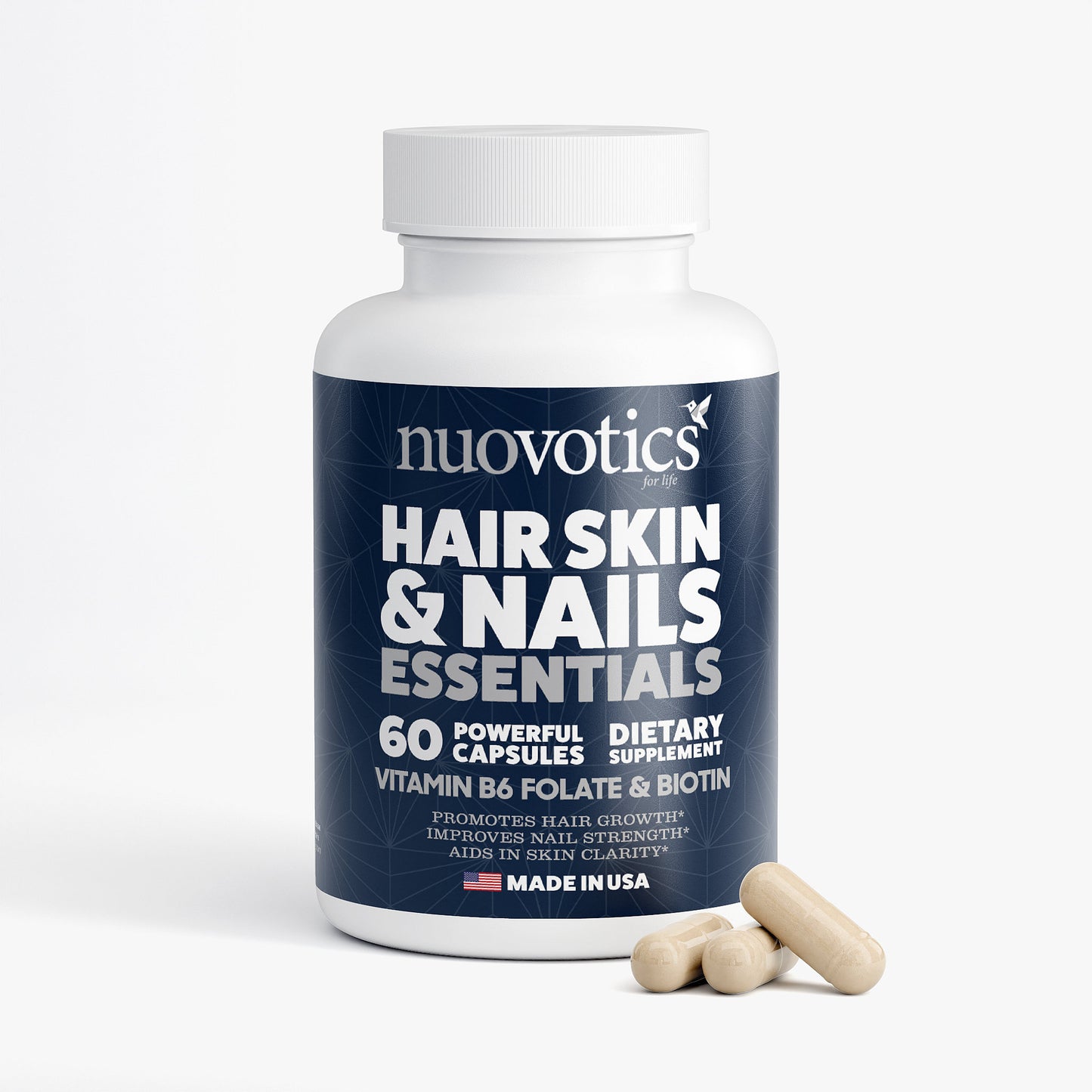 Hair, Skin & Nails Essentials – Biotin, Vitamins A-E & Herbal Blend | Nuovotics